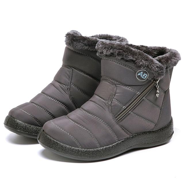 Women Boots Fashion Waterproof Snow Boots For Winter Casual Lightweight Ankle Warm Winter Boots Fur Lined Warm Ankle Boots Slip On Waterproof Shoes Comfortable Soft Design For Female Stevvex