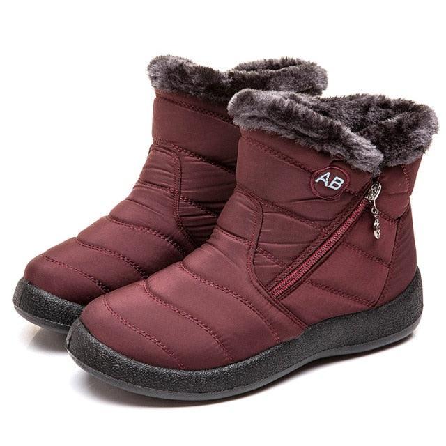 Women Boots Fashion Waterproof Snow Boots For Winter Casual Lightweight Ankle Warm Winter Boots Fur Lined Warm Ankle Boots Slip On Waterproof Shoes Comfortable Soft Design For Female Stevvex