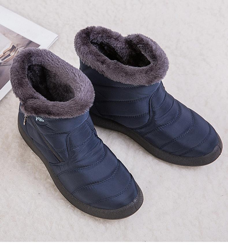 Women Boots Fashion Waterproof Snow Boots For Winter Casual Lightweight Ankle Warm Winter Boots Fur Lined Warm Ankle Boots Slip On Waterproof Shoes Comfortable Soft Design For Female Stevvex