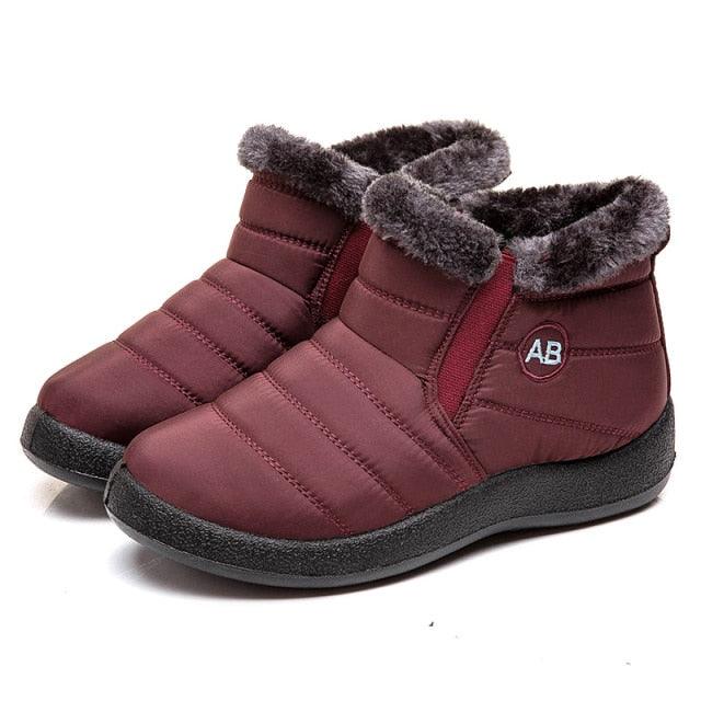 Women Boots Fashion Waterproof Snow Boots For Winter Casual Lightweight Ankle Warm Winter Boots Fur Lined Warm Ankle Boots Slip On Waterproof Shoes Comfortable Soft Design For Female Stevvex