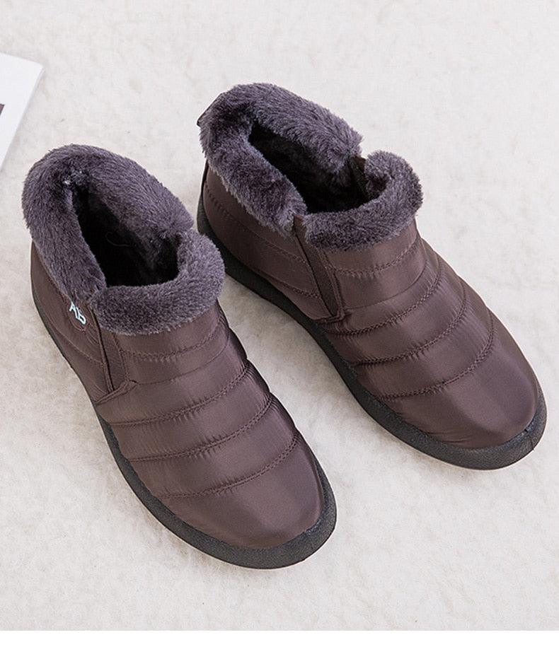 Women Boots Fashion Waterproof Snow Boots For Winter Casual Lightweight Ankle Warm Winter Boots Fur Lined Warm Ankle Boots Slip On Waterproof Shoes Comfortable Soft Design For Female Stevvex