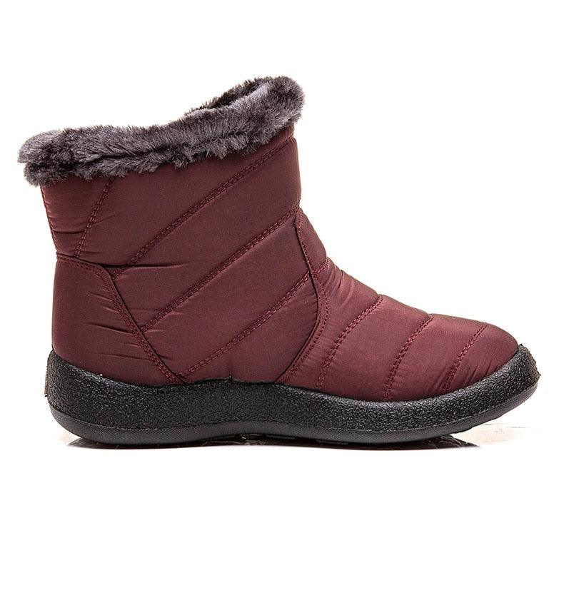 Women Boots Fashion Waterproof Snow Boots For Winter Casual Lightweight Ankle Warm Winter Boots Fur Lined Warm Ankle Boots Slip On Waterproof Shoes Comfortable Soft Design For Female Stevvex
