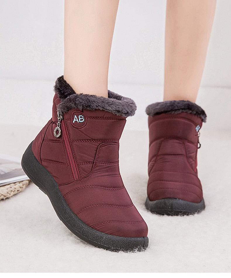 Women Boots Fashion Waterproof Snow Boots For Winter Casual Lightweight Ankle Warm Winter Boots Fur Lined Warm Ankle Boots Slip On Waterproof Shoes Comfortable Soft Design For Female Stevvex