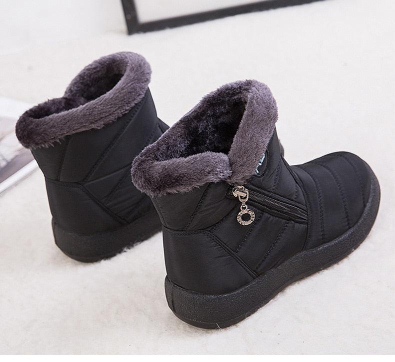 Women Boots Fashion Waterproof Snow Boots For Winter Casual Lightweight Ankle Warm Winter Boots Fur Lined Warm Ankle Boots Slip On Waterproof Shoes Comfortable Soft Design For Female Stevvex