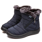 Women Boots Fashion Waterproof Snow Boots For Winter Casual Lightweight Ankle Warm Winter Boots Fur Lined Warm Ankle Boots Slip On Waterproof Shoes Comfortable Soft Design For Female Stevvex