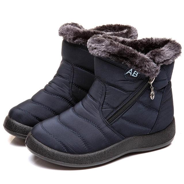Women Boots Fashion Waterproof Snow Boots For Winter Casual Lightweight Ankle Warm Winter Boots Fur Lined Warm Ankle Boots Slip On Waterproof Shoes Comfortable Soft Design For Female Stevvex
