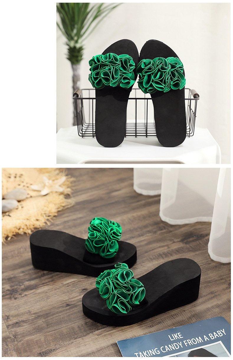 Women Bow Summer Sandals Slipper Indoor Outdoor Flip-flops Beach Shoes New Fashion Casual Flower Slipper High Heeled Bow-Knot Platform Flip Flops Beach Sandals Fashion Summer Slippers Stevvex