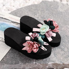 Women Bow Summer Sandals Slipper Indoor Outdoor Flip-flops Beach Shoes New Fashion Casual Flower Slipper High Heeled Bow-Knot Platform Flip Flops Beach Sandals Fashion Summer Slippers Stevvex
