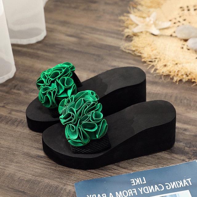 Women Bow Summer Sandals Slipper Indoor Outdoor Flip-flops Beach Shoes New Fashion Casual Flower Slipper High Heeled Bow-Knot Platform Flip Flops Beach Sandals Fashion Summer Slippers Stevvex