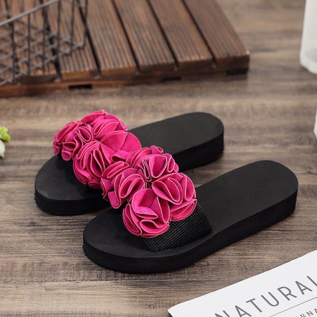 Women Bow Summer Sandals Slipper Indoor Outdoor Flip-flops Beach Shoes New Fashion Casual Flower Slipper High Heeled Bow-Knot Platform Flip Flops Beach Sandals Fashion Summer Slippers Stevvex
