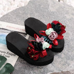 Women Bow Summer Sandals Slipper Indoor Outdoor Flip-flops Beach Shoes New Fashion Casual Flower Slipper High Heeled Bow-Knot Platform Flip Flops Beach Sandals Fashion Summer Slippers Stevvex