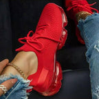 Women Breathable Sneakers Autumn New Lace Up Casual Shoes Outdoor Sport Walking Athletic Tennis Shoes Air Cushion Lightweight Sneakers Lace Up Sport Running Sneakers Stevvex