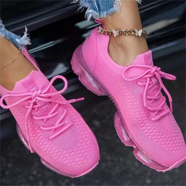 Women Breathable Sneakers Autumn New Lace Up Casual Shoes Outdoor Sport Walking Athletic Tennis Shoes Air Cushion Lightweight Sneakers Lace Up Sport Running Sneakers Stevvex