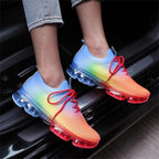 Women Breathable Sneakers Autumn New Lace Up Casual Shoes Outdoor Sport Walking Athletic Tennis Shoes Air Cushion Lightweight Sneakers Lace Up Sport Running Sneakers Stevvex