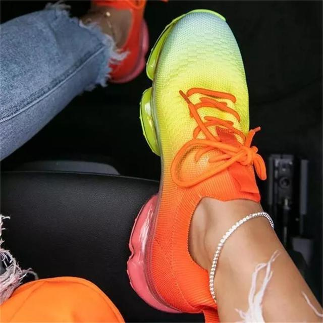 Women Breathable Sneakers Autumn New Lace Up Casual Shoes Outdoor Sport Walking Athletic Tennis Shoes Air Cushion Lightweight Sneakers Lace Up Sport Running Sneakers Stevvex