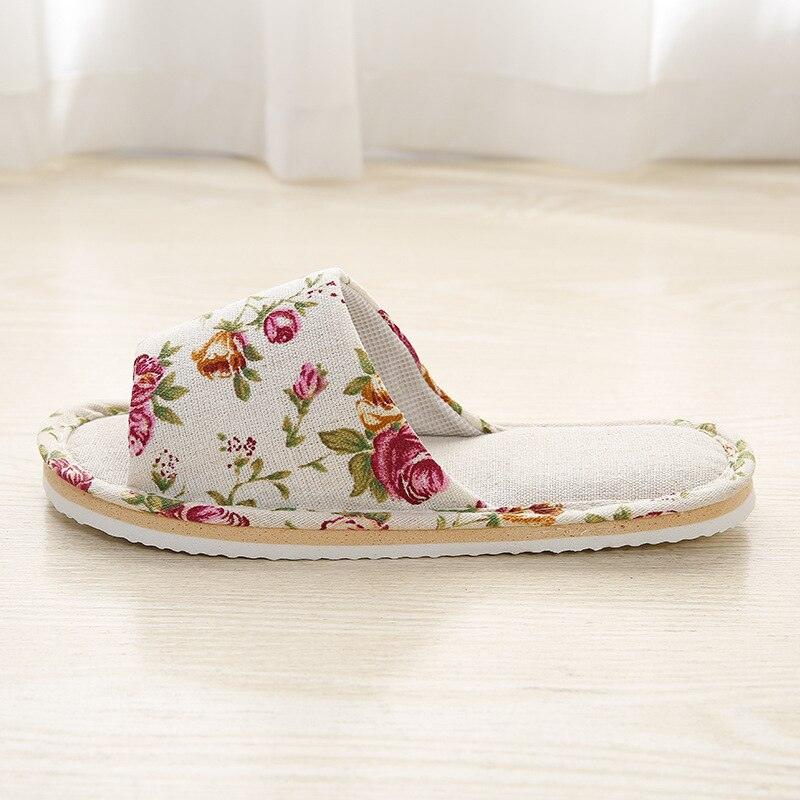 Women Casual Floral Home Slippers Soft Non-slip Foam Bottom Slippers Spring Autumn Indoor Couple Linen Slipper Flip Flops Slides Slip-On Indoor Slippers For Women Soft Womens Flannel Home Bedroom Slippers Stevvex