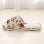 Women Casual Floral Home Slippers Soft Non-slip Foam Bottom Slippers Spring Autumn Indoor Couple Linen Slipper Flip Flops Slides Slip-On Indoor Slippers For Women Soft Womens Flannel Home Bedroom Slippers Stevvex