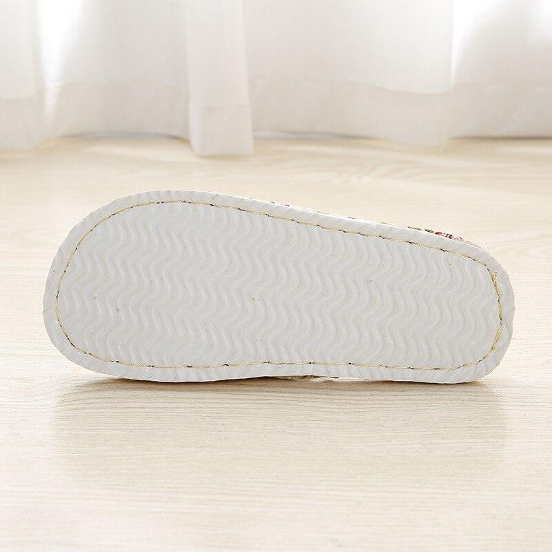 Women Casual Floral Home Slippers Soft Non-slip Foam Bottom Slippers Spring Autumn Indoor Couple Linen Slipper Flip Flops Slides Slip-On Indoor Slippers For Women Soft Womens Flannel Home Bedroom Slippers Stevvex