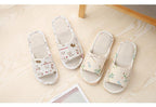 Women Casual Floral Home Slippers Soft Non-slip Foam Bottom Slippers Spring Autumn Indoor Couple Linen Slipper Flip Flops Slides Slip-On Indoor Slippers For Women Soft Womens Flannel Home Bedroom Slippers Stevvex