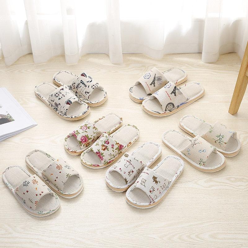 Women Casual Floral Indoor Home Slippers Flower Soft Slippers Spring Autumn Flip Flops Slides Slippers Cozy Casual Footwear Cloth Slippers Open Toe Low-Top Flat Slipper Indoor House Slippers Stevvex