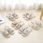 Women Casual Floral Indoor Home Slippers Flower Soft Slippers Spring Autumn Flip Flops Slides Slippers Cozy Casual Footwear Cloth Slippers Open Toe Low-Top Flat Slipper Indoor House Slippers Stevvex
