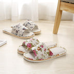 Women Casual Floral Indoor Home Slippers Flower Soft Slippers Spring Autumn Flip Flops Slides Slippers Cozy Casual Footwear Cloth Slippers Open Toe Low-Top Flat Slipper Indoor House Slippers Stevvex