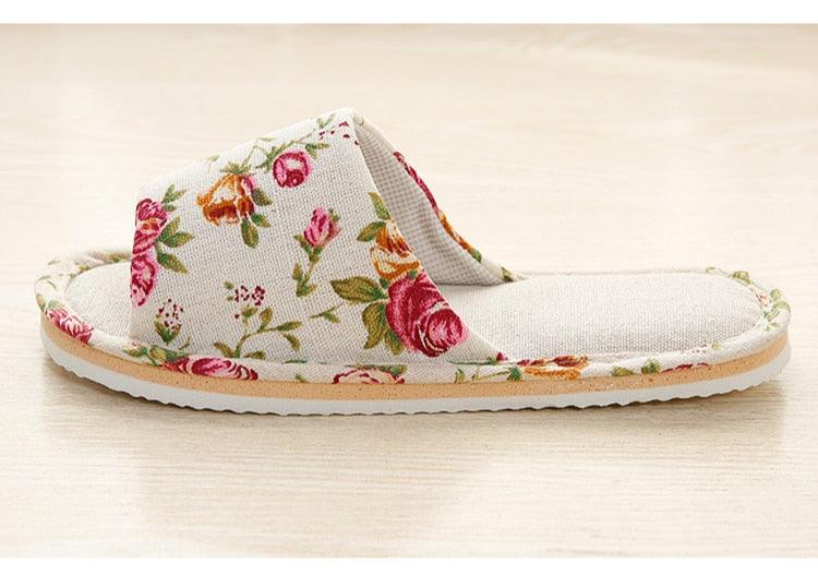 Women Casual Floral Indoor Home Slippers Flower Soft Slippers Spring Autumn Flip Flops Slides Slippers Cozy Casual Footwear Cloth Slippers Open Toe Low-Top Flat Slipper Indoor House Slippers Stevvex