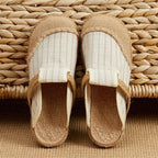 Women Casual Linen Handmade Mules Flat Slippers Retro Vegan Summer Canvas Comfortable Espadrille New Women Shoes Slides Flat Summer Style Handmade Retro Slippers Stevvex