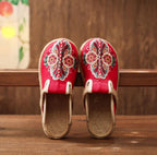 Women Casual Linen Handmade Mules Flat Slippers Retro Vegan Summer Canvas Comfortable Espadrille New Women Shoes Slides Flat Summer Style Handmade Retro Slippers Stevvex