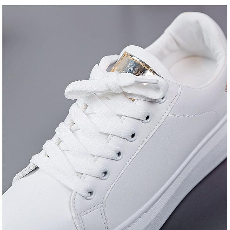 Women Casual New Spring Sneakers Fashion Embroidered White Sneakers Breathable Flower Lace-Up Leather Casual Sports Flat Low Top Sneaker Stevvex