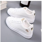 Women Casual New Spring Sneakers Fashion Embroidered White Sneakers Breathable Flower Lace-Up Leather Casual Sports Flat Low Top Sneaker Stevvex