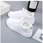 Women Casual New Spring Sneakers Fashion Embroidered White Sneakers Breathable Flower Lace-Up Leather Casual Sports Flat Low Top Sneaker Stevvex