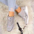 Women Casual Shoes New Fashion Flat Shoes Zipper Lace Up Comfortable Sneakers Female Vulcanized Shoes Womens Platform Slip-on High Top Sneakers Round Toe Thick Sole