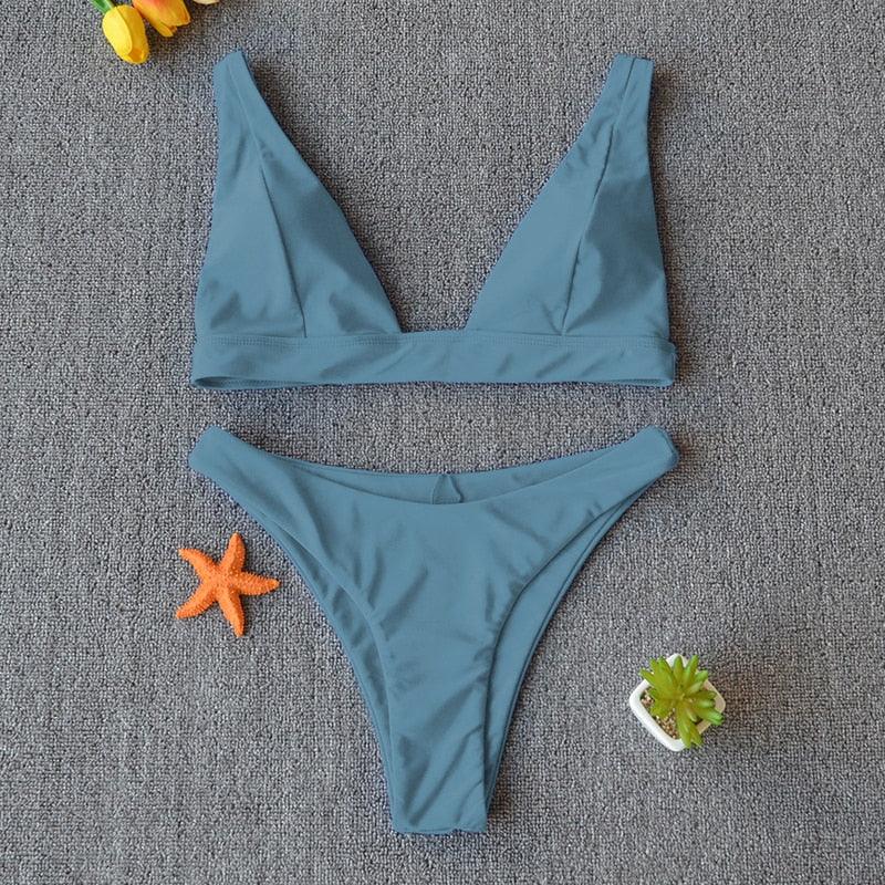 Women Charming Bikini Swimsuit Women Push Up Swimwear Two Piece Bikini Set Solid Color Bathing Suit Swim Suit Female Women Two Piece Bikini Swimsuit Halter Twist Front Bathing Suit Swimwear Stevvex