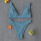 Women Charming Bikini Swimsuit Women Push Up Swimwear Two Piece Bikini Set Solid Color Bathing Suit Swim Suit Female Women Two Piece Bikini Swimsuit Halter Twist Front Bathing Suit Swimwear Stevvex
