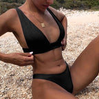 Women Charming Bikini Swimsuit Women Push Up Swimwear Two Piece Bikini Set Solid Color Bathing Suit Swim Suit Female Women Two Piece Bikini Swimsuit Halter Twist Front Bathing Suit Swimwear Stevvex