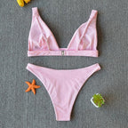 Women Charming Bikini Swimsuit Women Push Up Swimwear Two Piece Bikini Set Solid Color Bathing Suit Swim Suit Female Women Two Piece Bikini Swimsuit Halter Twist Front Bathing Suit Swimwear Stevvex