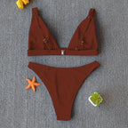 Women Charming Bikini Swimsuit Women Push Up Swimwear Two Piece Bikini Set Solid Color Bathing Suit Swim Suit Female Women Two Piece Bikini Swimsuit Halter Twist Front Bathing Suit Swimwear Stevvex