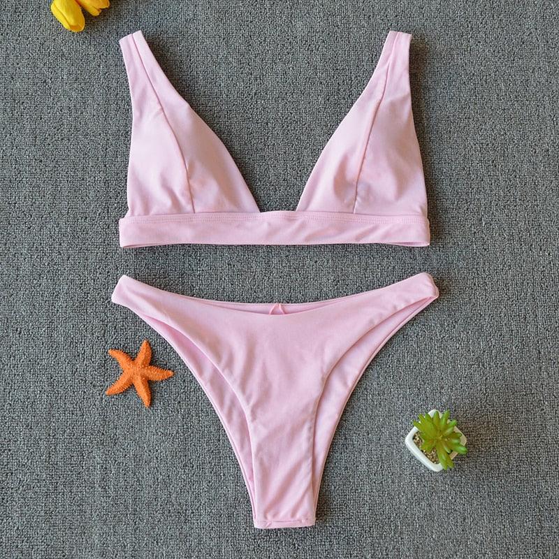 Women Charming Bikini Swimsuit Women Push Up Swimwear Two Piece Bikini Set Solid Color Bathing Suit Swim Suit Female Women Two Piece Bikini Swimsuit Halter Twist Front Bathing Suit Swimwear Stevvex