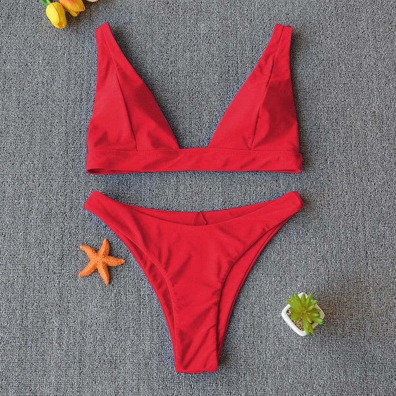 Women Charming Bikini Swimsuit Women Push Up Swimwear Two Piece Bikini Set Solid Color Bathing Suit Swim Suit Female Women Two Piece Bikini Swimsuit Halter Twist Front Bathing Suit Swimwear Stevvex