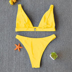 Women Charming Bikini Swimsuit Women Push Up Swimwear Two Piece Bikini Set Solid Color Bathing Suit Swim Suit Female Women Two Piece Bikini Swimsuit Halter Twist Front Bathing Suit Swimwear Stevvex