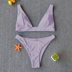 Women Charming Bikini Swimsuit Women Push Up Swimwear Two Piece Bikini Set Solid Color Bathing Suit Swim Suit Female Women Two Piece Bikini Swimsuit Halter Twist Front Bathing Suit Swimwear Stevvex