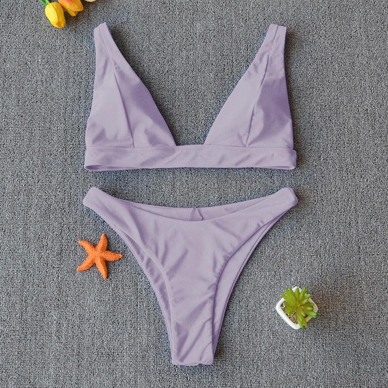 Women Charming Bikini Swimsuit Women Push Up Swimwear Two Piece Bikini Set Solid Color Bathing Suit Swim Suit Female Women Two Piece Bikini Swimsuit Halter Twist Front Bathing Suit Swimwear Stevvex
