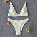 Women Charming Bikini Swimsuit Women Push Up Swimwear Two Piece Bikini Set Solid Color Bathing Suit Swim Suit Female Women Two Piece Bikini Swimsuit Halter Twist Front Bathing Suit Swimwear Stevvex