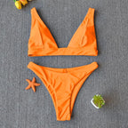 Women Charming Bikini Swimsuit Women Push Up Swimwear Two Piece Bikini Set Solid Color Bathing Suit Swim Suit Female Women Two Piece Bikini Swimsuit Halter Twist Front Bathing Suit Swimwear Stevvex