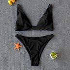 Women Charming Bikini Swimsuit Women Push Up Swimwear Two Piece Bikini Set Solid Color Bathing Suit Swim Suit Female Women Two Piece Bikini Swimsuit Halter Twist Front Bathing Suit Swimwear Stevvex