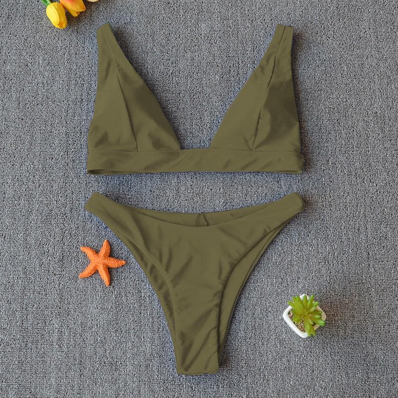 Women Charming Bikini Swimsuit Women Push Up Swimwear Two Piece Bikini Set Solid Color Bathing Suit Swim Suit Female Women Two Piece Bikini Swimsuit Halter Twist Front Bathing Suit Swimwear Stevvex