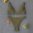 Women Charming Bikini Swimsuit Women Push Up Swimwear Two Piece Bikini Set Solid Color Bathing Suit Swim Suit Female Women Two Piece Bikini Swimsuit Halter Twist Front Bathing Suit Swimwear Stevvex