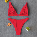 Women Charming Bikini Swimsuit Women Push Up Swimwear Two Piece Bikini Set Solid Color Bathing Suit Swim Suit Female Women Two Piece Bikini Swimsuit Halter Twist Front Bathing Suit Swimwear Stevvex