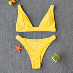 Women Charming Bikini Swimsuit Women Push Up Swimwear Two Piece Bikini Set Solid Color Bathing Suit Swim Suit Female Women Two Piece Bikini Swimsuit Halter Twist Front Bathing Suit Swimwear Stevvex